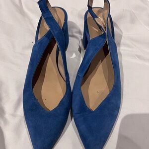 L'INTERVALLE Blue Suede Slingback Heels